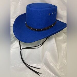 Western Express Size 7 Royal Blue Felt Cowboy Cowgirl Hat VTG 90 Costume Buffalo
